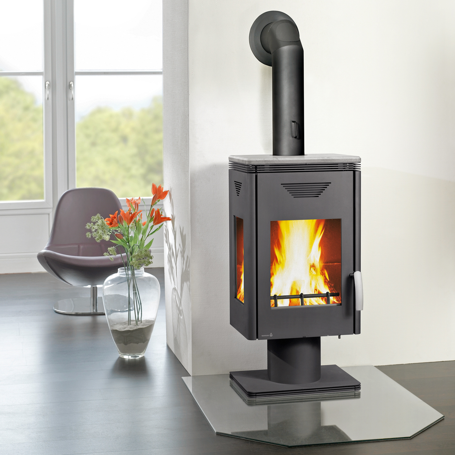 Poêle à bois Wamsler Trion en acier gris Poêle à bois Wamsler Trion en acier gris