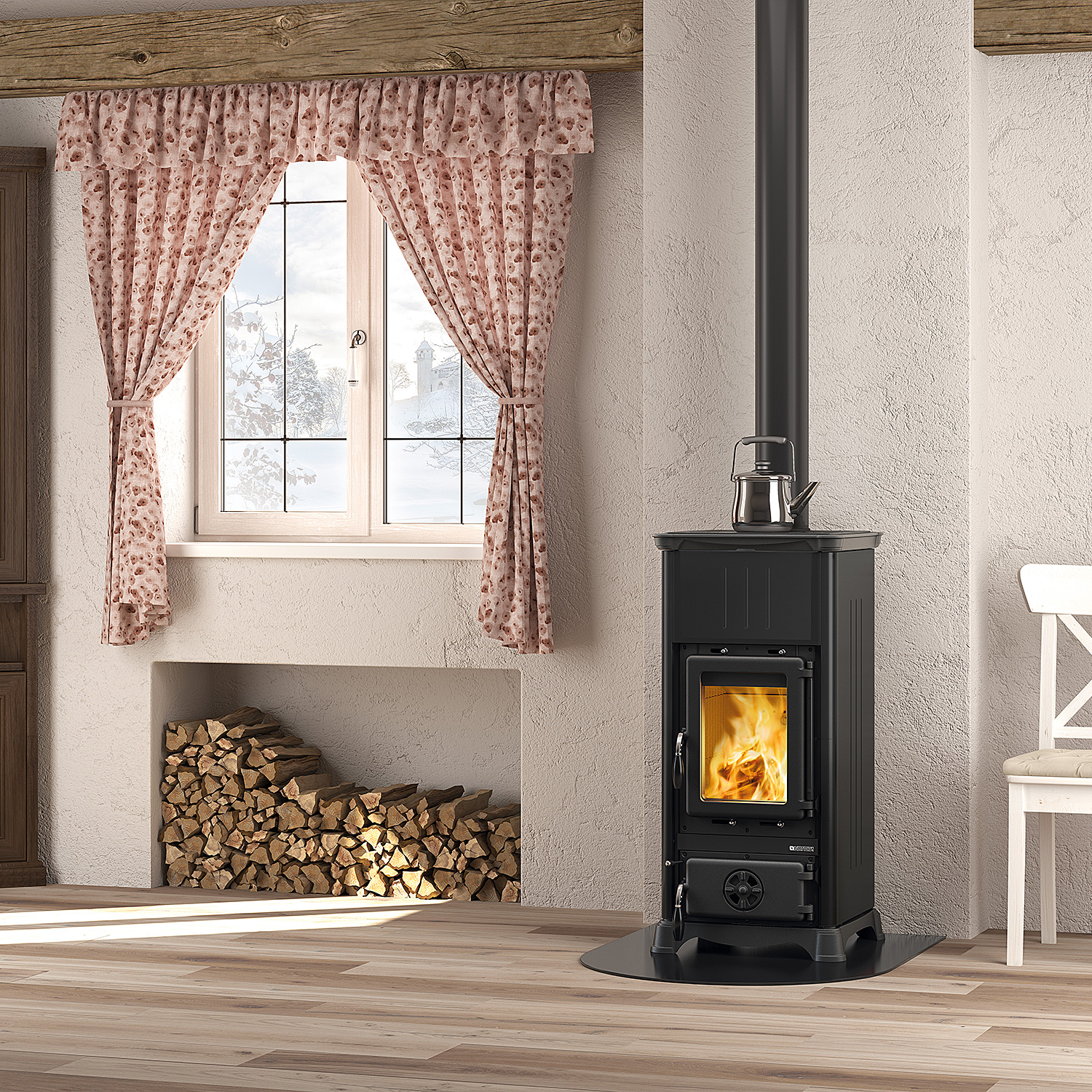 Poêle à bois La Nordica Emiliana Acier Noir-Anthracite