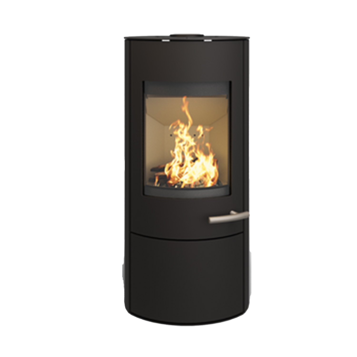 Haas+Sohn SOLIDO acier poêle à bois avec plaque de cuisson avec compartiment range-bûches et porte noir profond