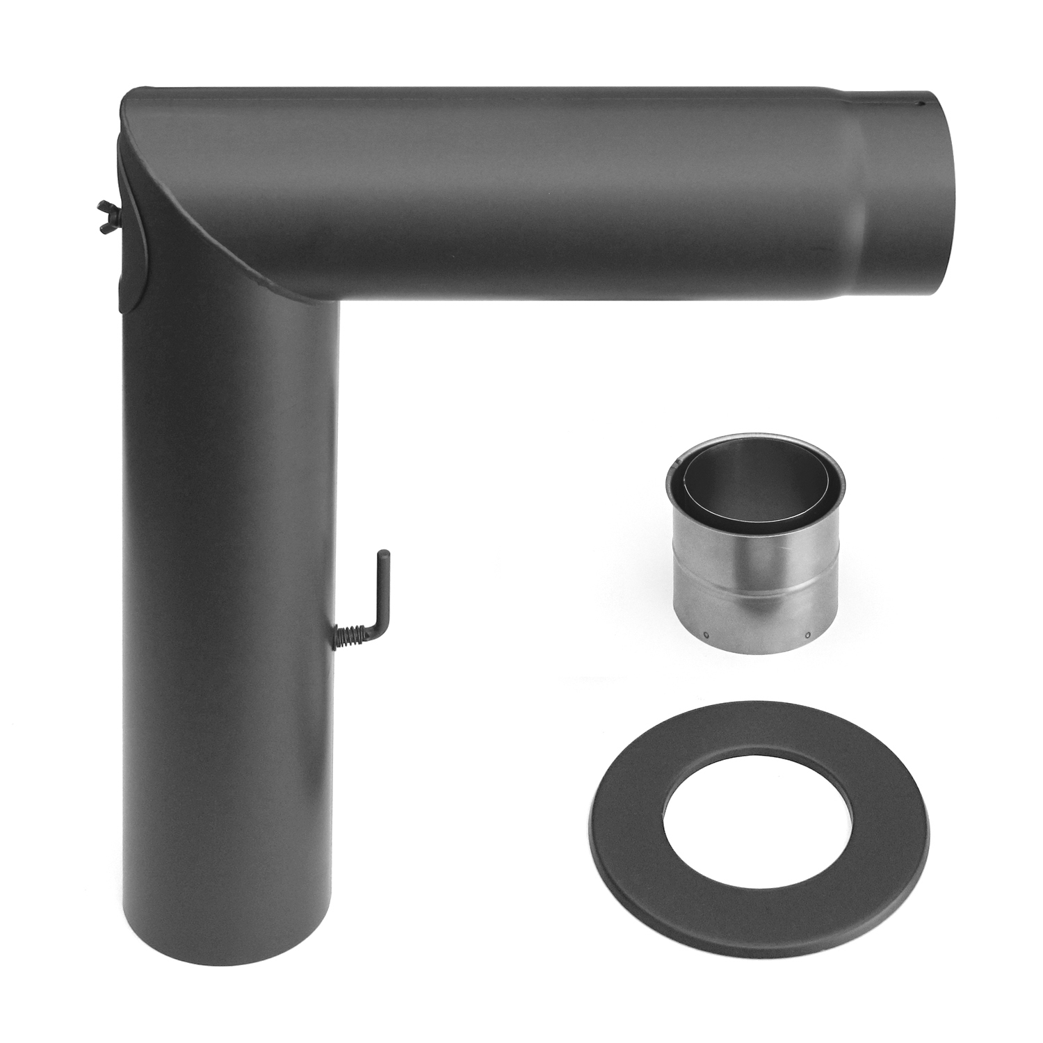 Raik Basic Ensemble de coude de tuyau de fumée 160mm gris fonte 2 pièces – carré pour tuyau de fumée / conduit de fumée