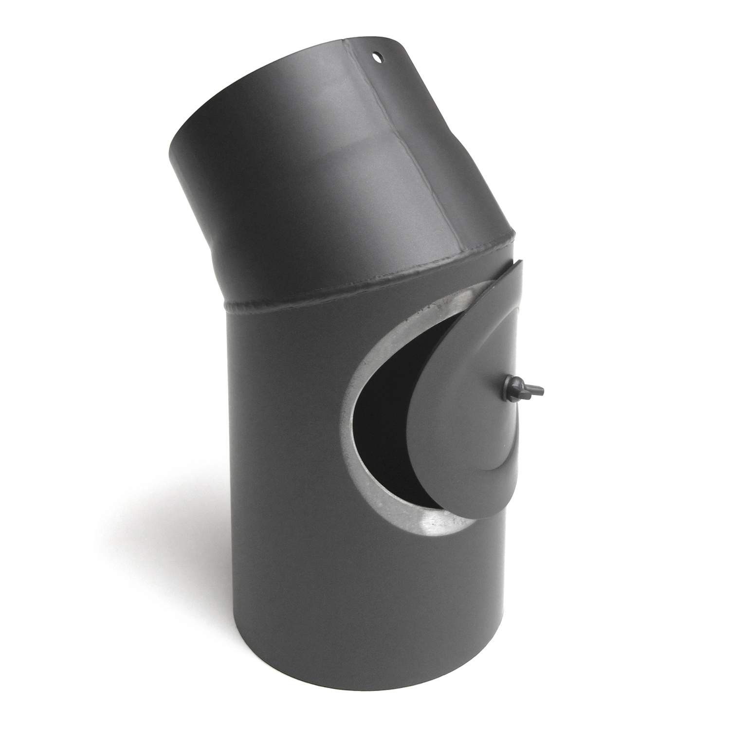 Coude de conduit de fumée Raik / Tuyau de poêle 130 mm - 45° avec ouverture de nettoyage gris fonte
