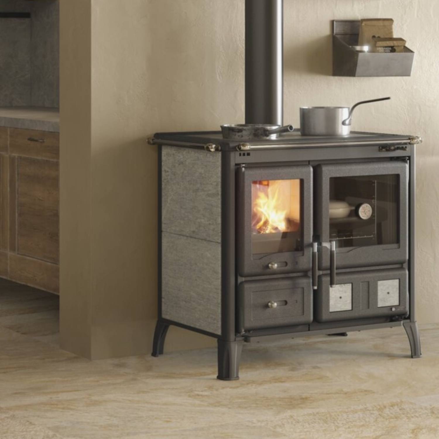 La Nordica GARDENIA.16 PETRA - Cuisinière à bois en pierre naturelle