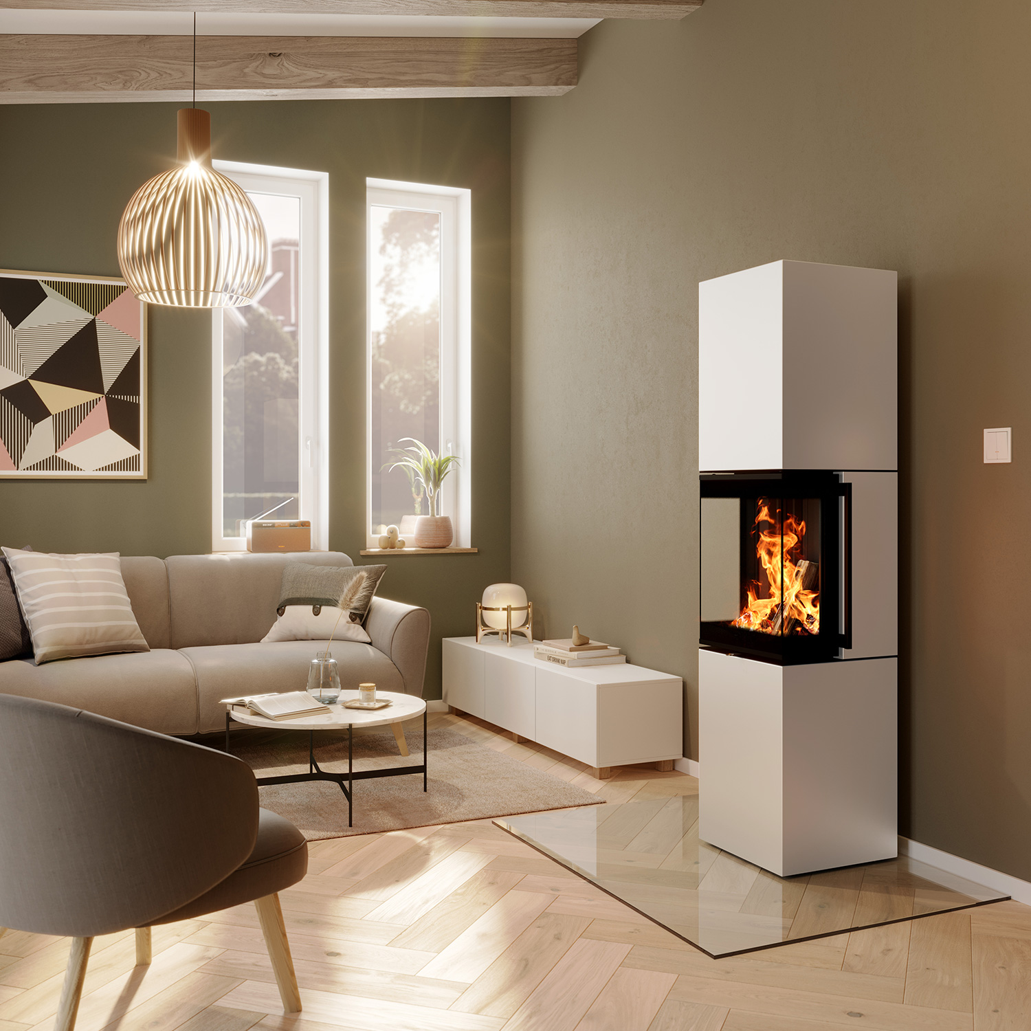 Spartherm Trico L Kaminofen Weiß