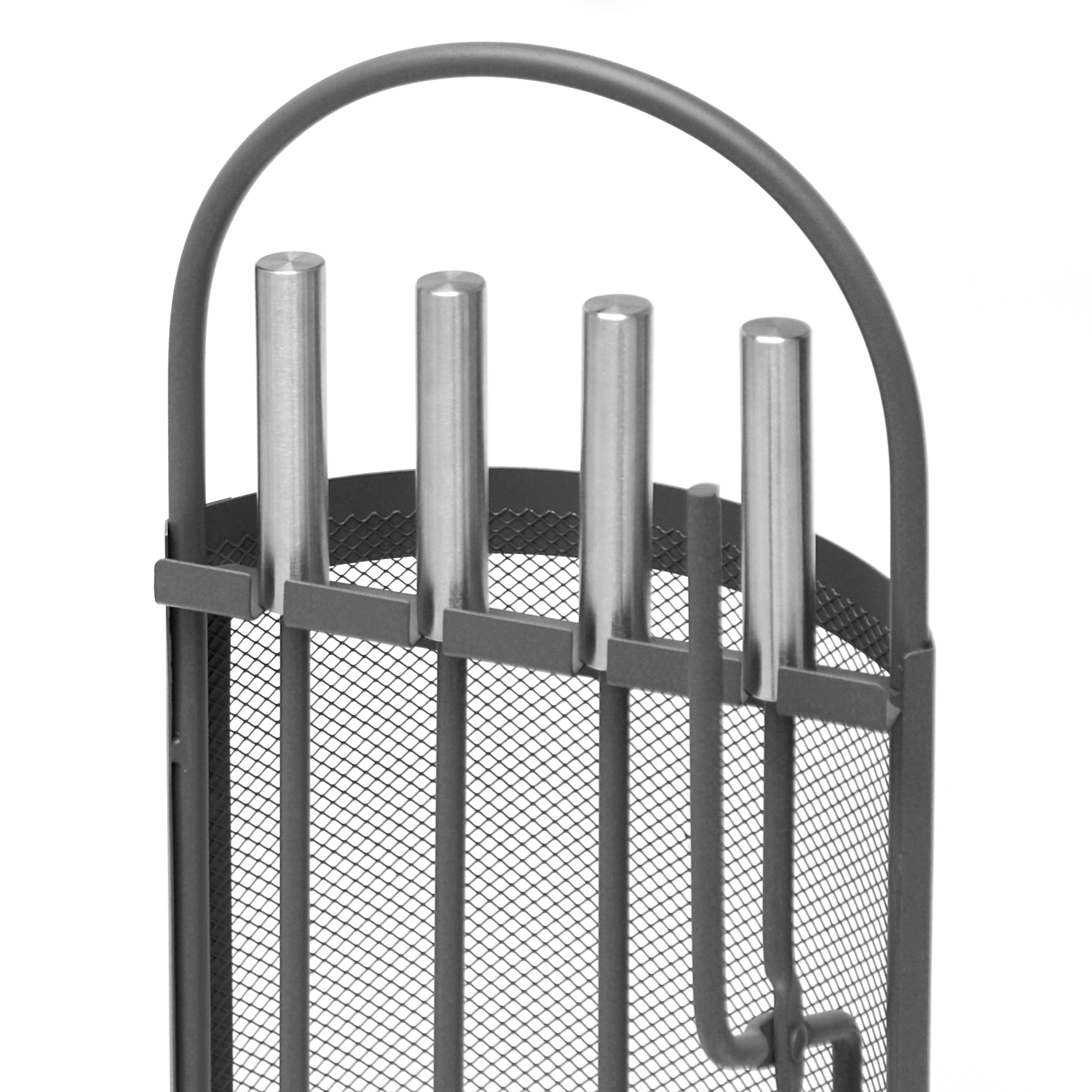 Ensemble d'accessoires pour cheminée Raik Arthur, 4 pièces, anthracite, poignées en acier inoxydable, 66 cm