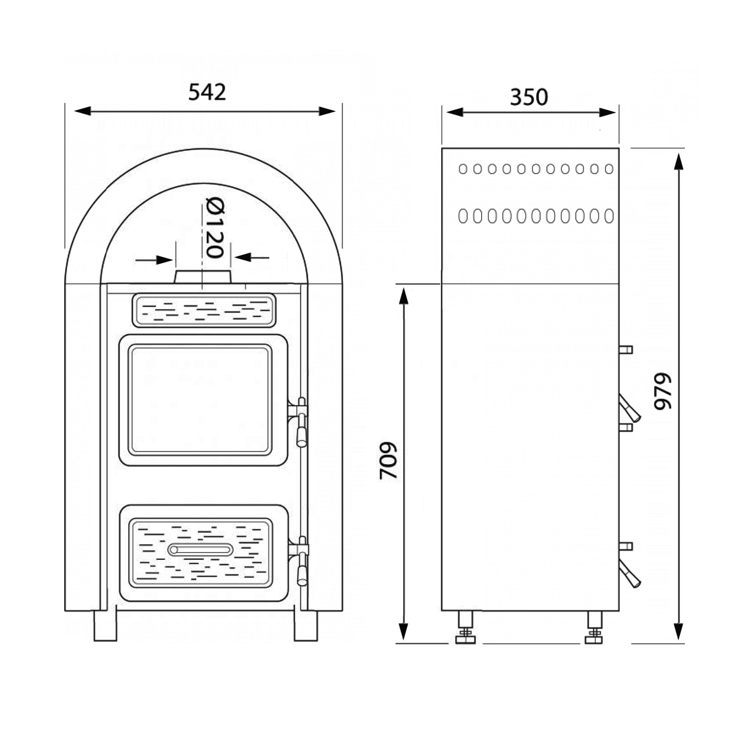 Wamsler Kamino 10960F poêle d’atelier noir sortie de fumée supérieure