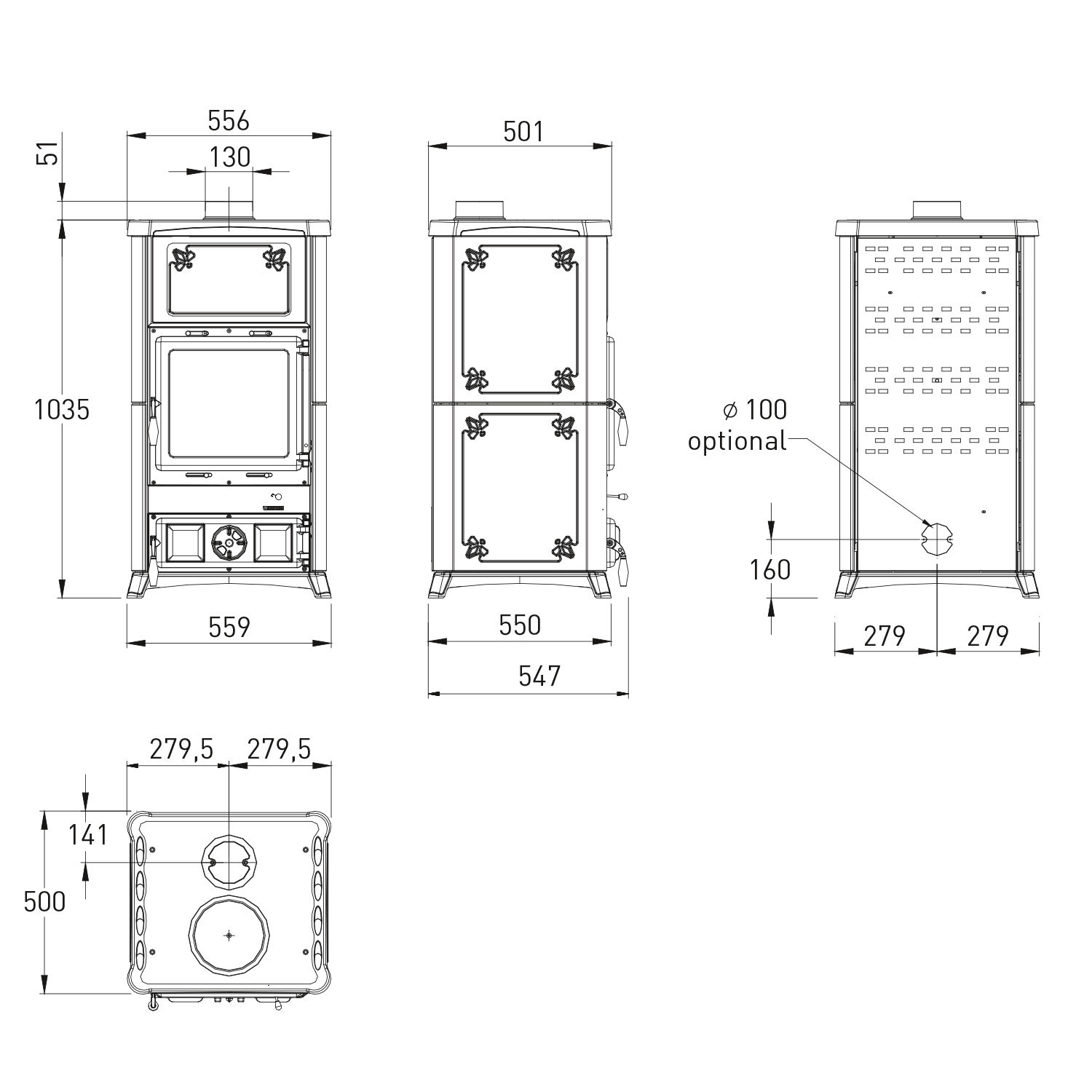 La Nordica Fedora 16, poêle à bois, Bordeaux