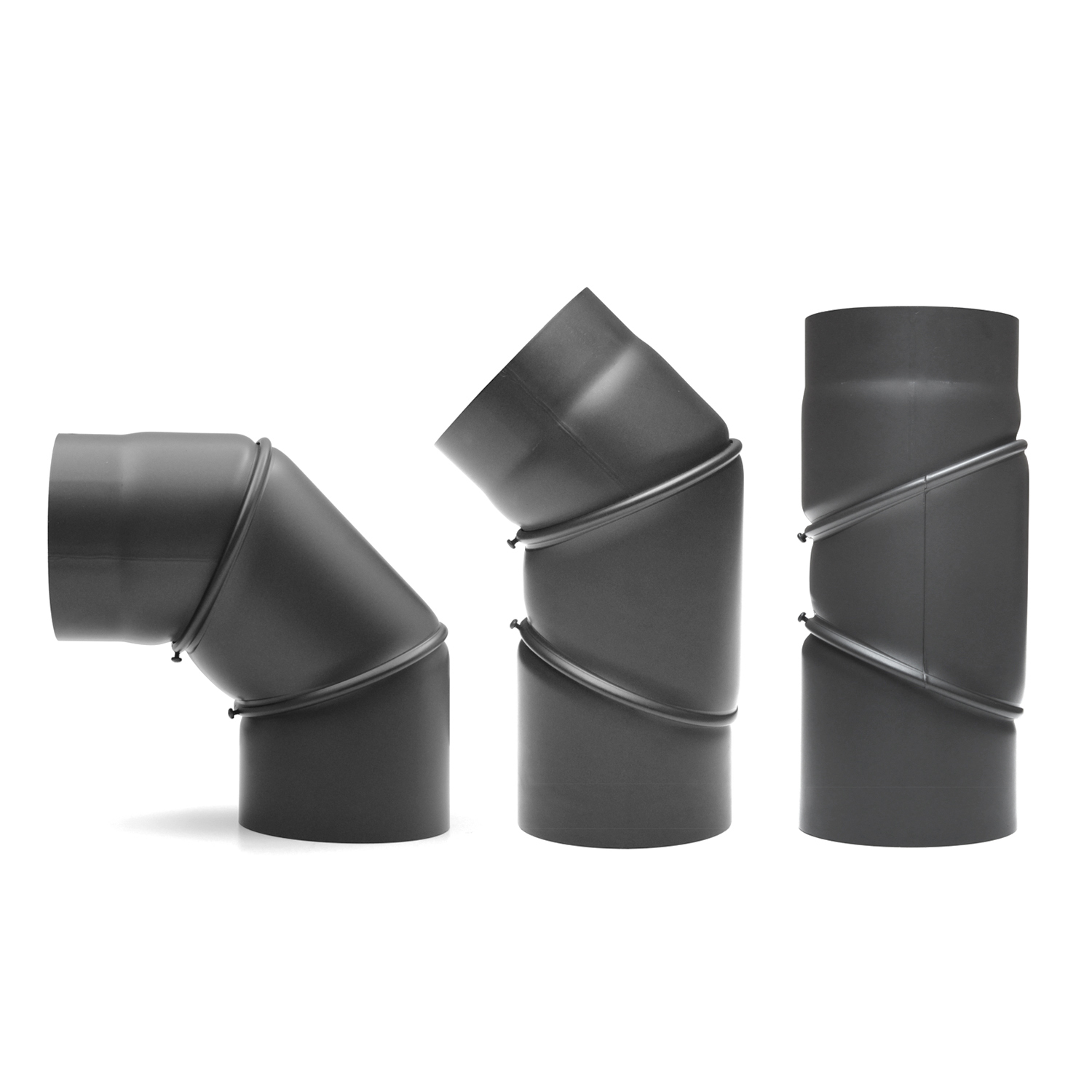 Coude de conduit de fumée Raik / Tuyau de poêle 130mm - 0°-90° gris fonte