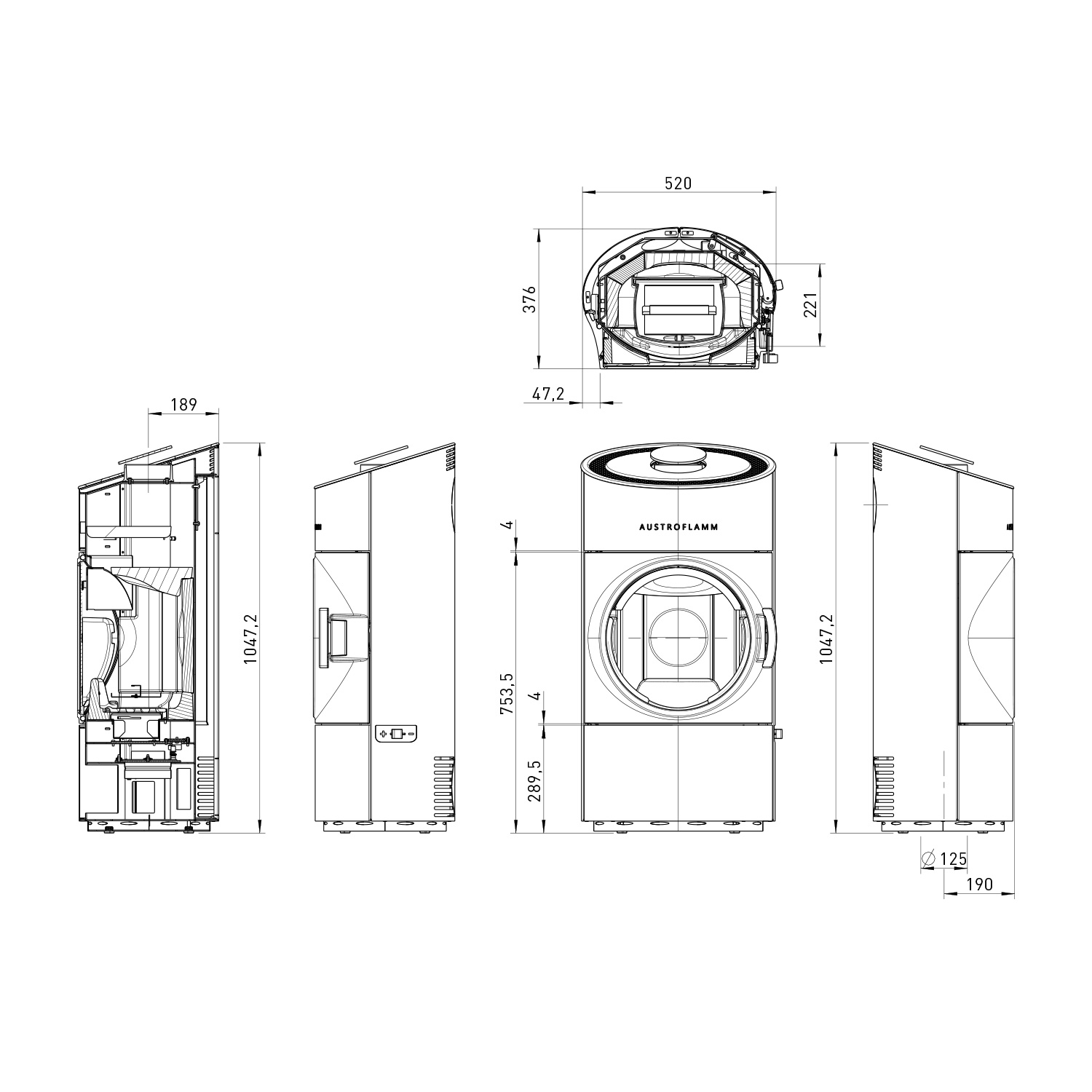 Austroflamm Clou Compact 2.0 Poêle à bois Acier Noir + 1 m³ de bois de chauffage gratuit