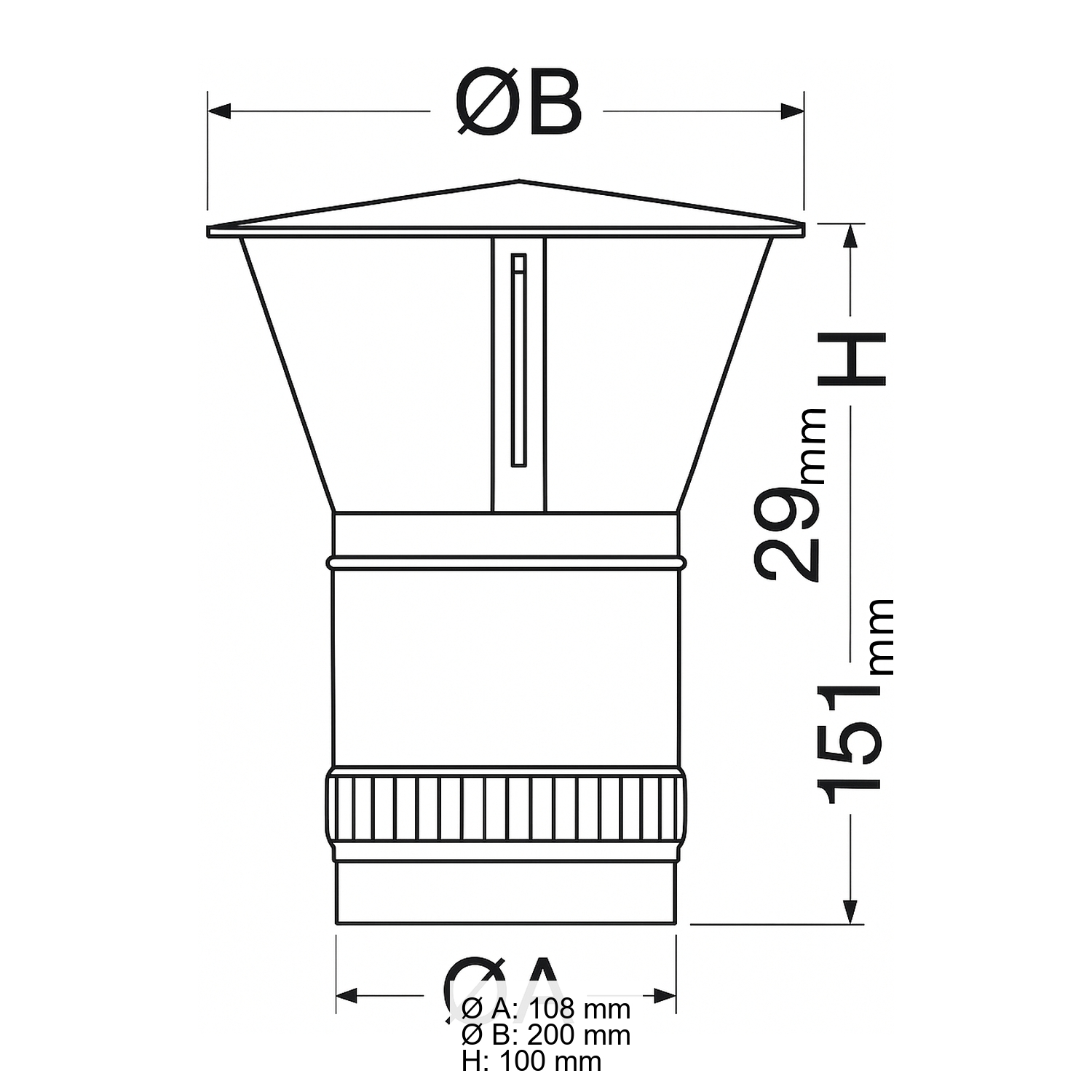 Schiedel chapeau pare-pluie Ø113 mm brillant Schiedel chapeau pare-pluie Ø113 mm brillant
