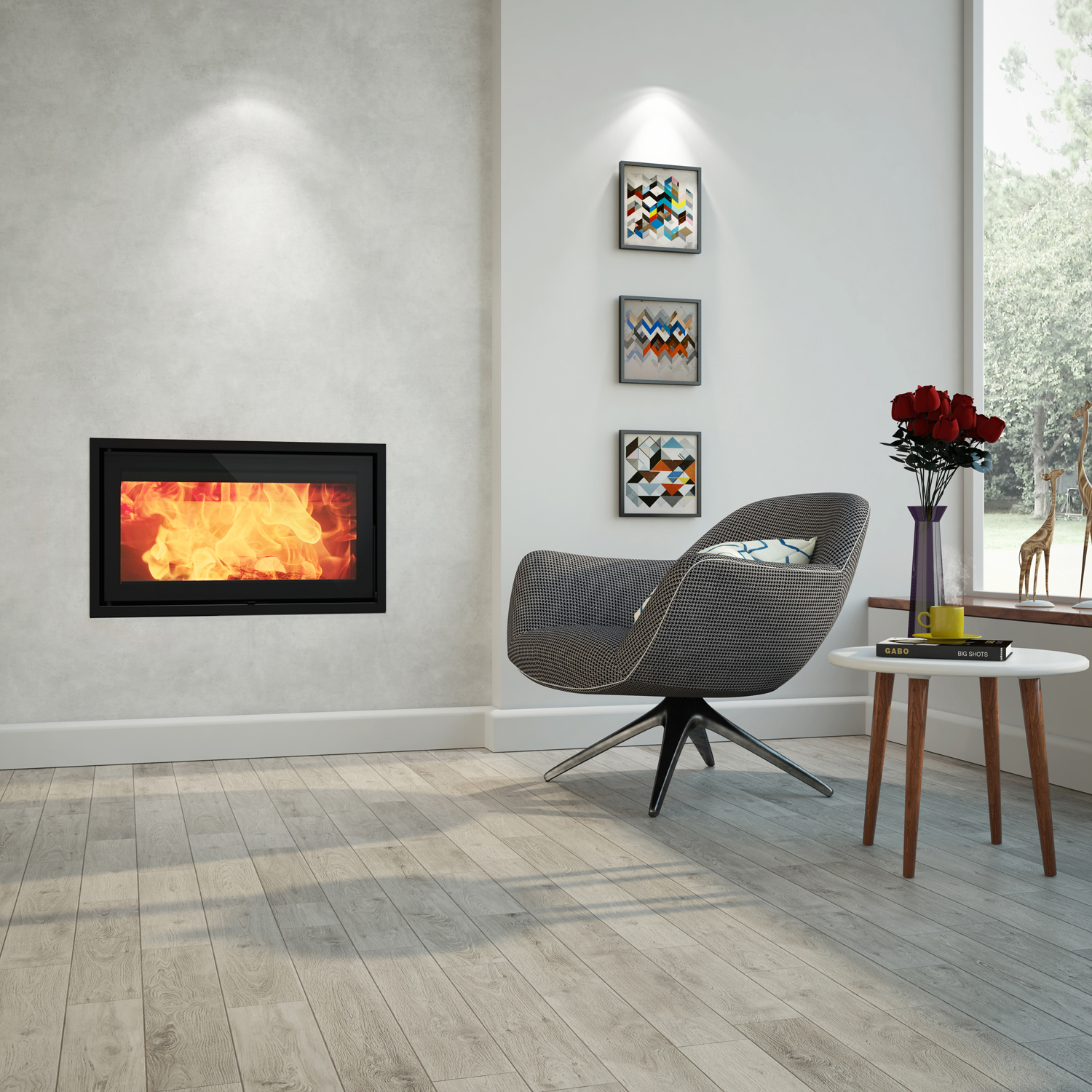 Dovre Vista 802C/V2 insert de cheminée à bois avec plaques de vermiculite dans le foyer