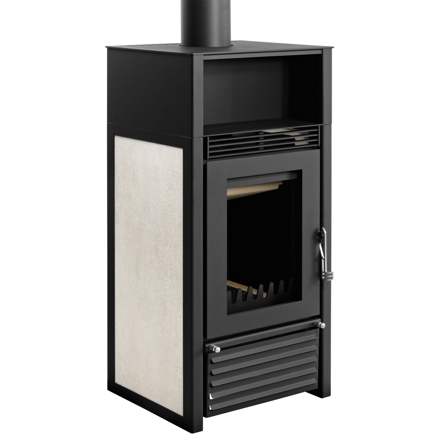 Poêle à bois avec échangeur d'eau Schmitzker Marbella Up céramique beige
