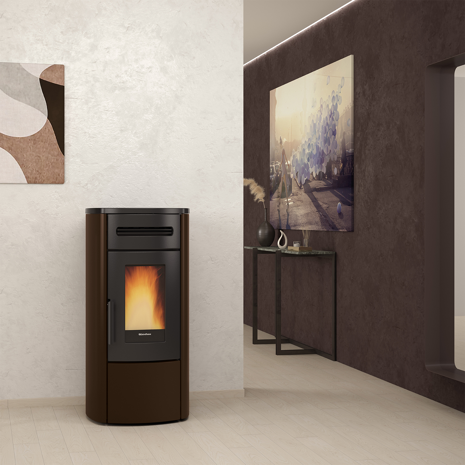 Extraflame Evolution Line Guenda Idro poêle à granulés bouilleur acier bronze