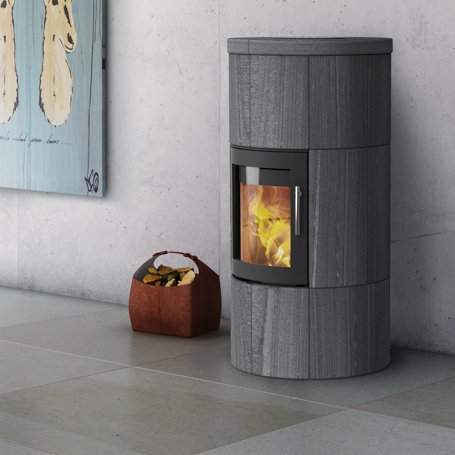 Lotus M1 poêle à bois Noir/ Indian Night, sortie de fumée arrière