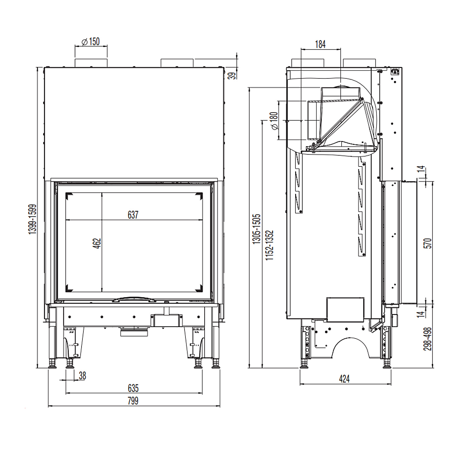 Austroflamm 75x57 S 2.0 Insert de cheminée