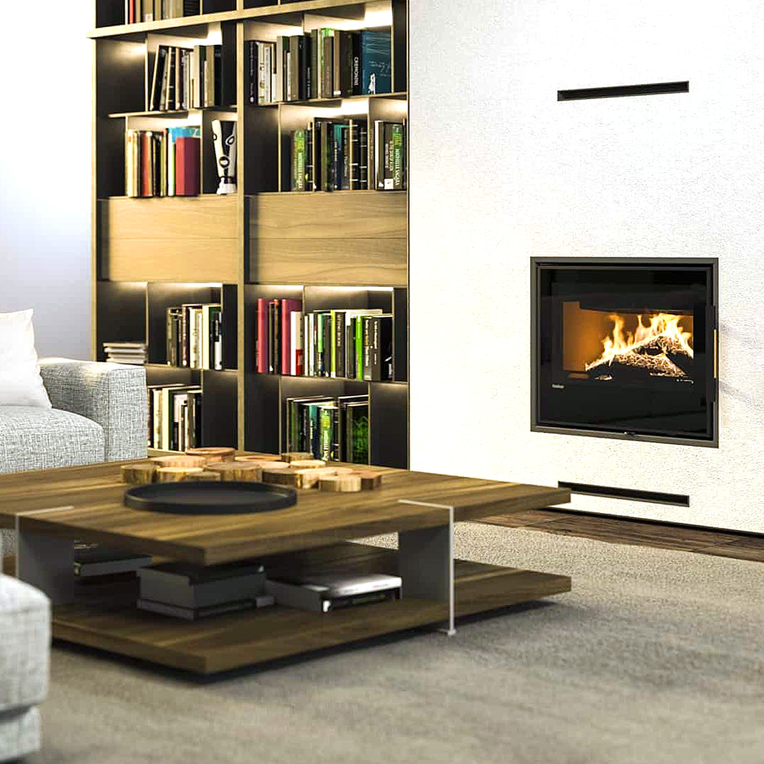 Insert de cheminée HS Flamingo M9 Acier Noir Automatique