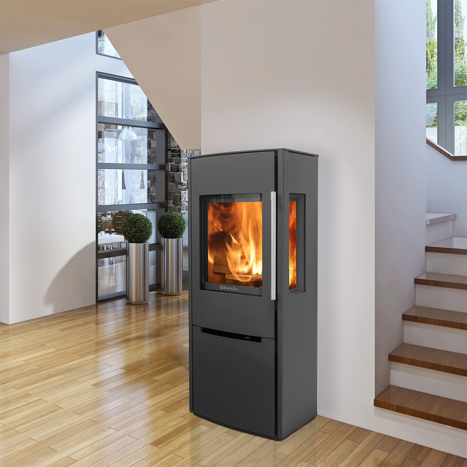 Wamsler Pylon 3G poêle à bois en acier noir