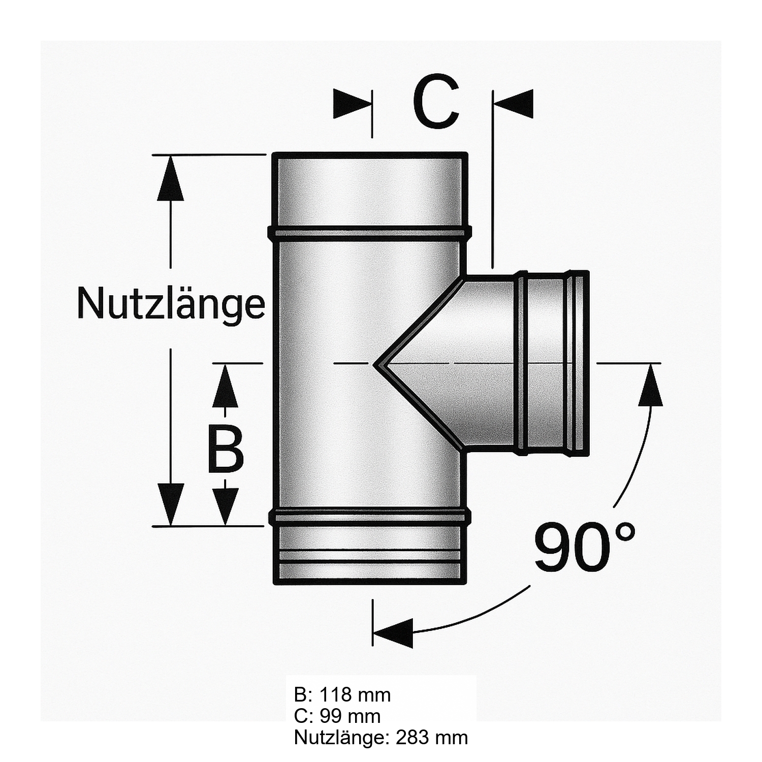 Schiedel PRIMA PLUS raccordement tuyaux 90° Ø130 mm simple paroi mat