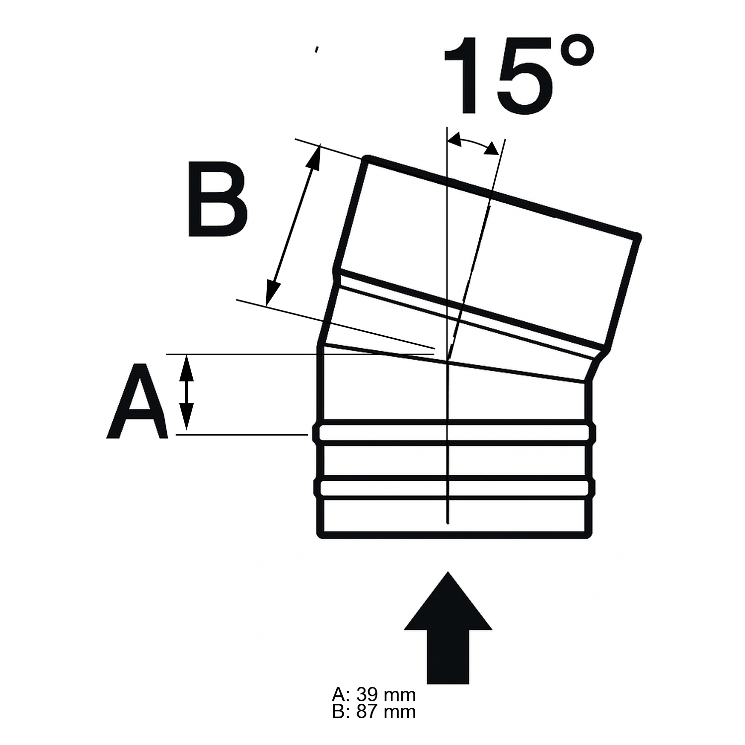 Schiedel PRIMA PLUS coude 15° Ø130 mm simple paroi mat