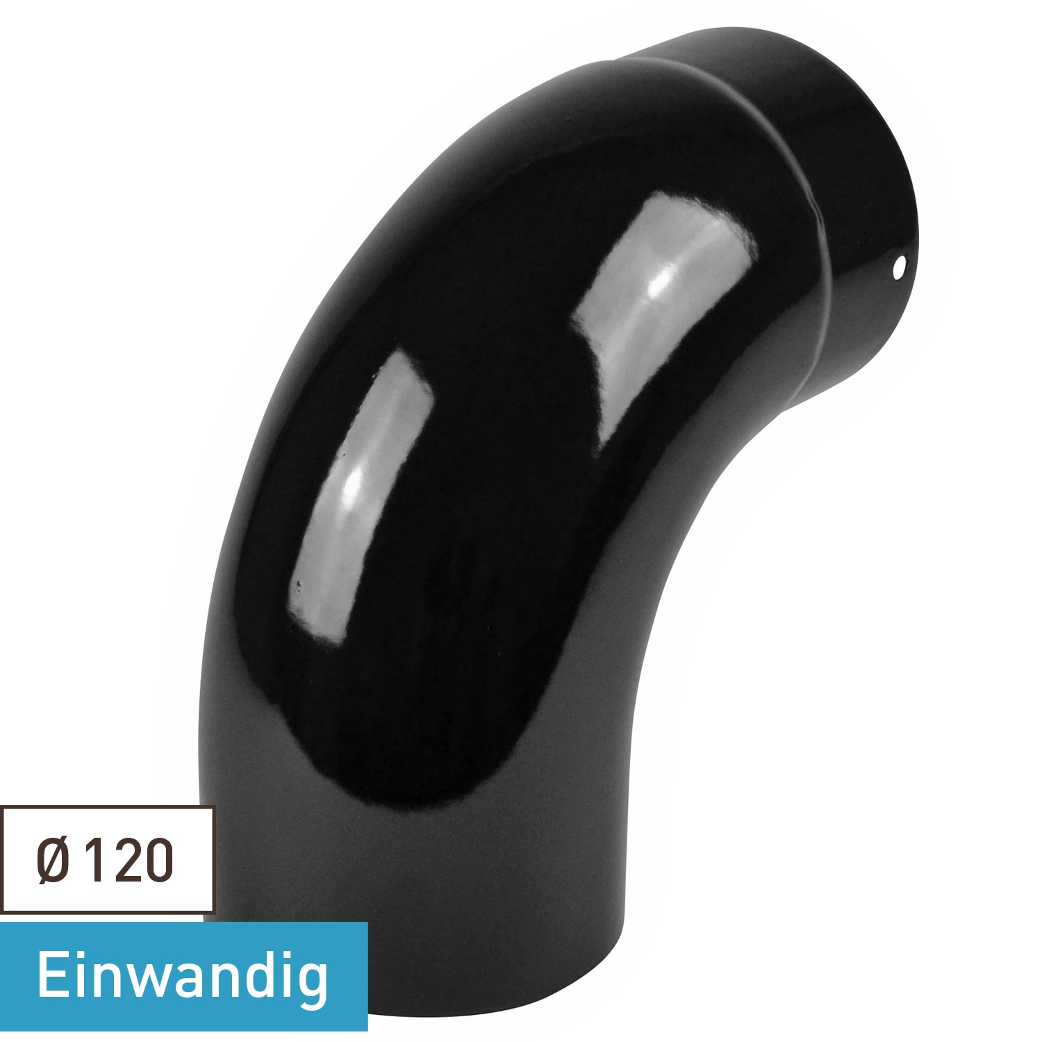 Coude de conduit de fumée / Coude de tuyau de poêle émaillé 120 mm - Coude 90° lisse Noir