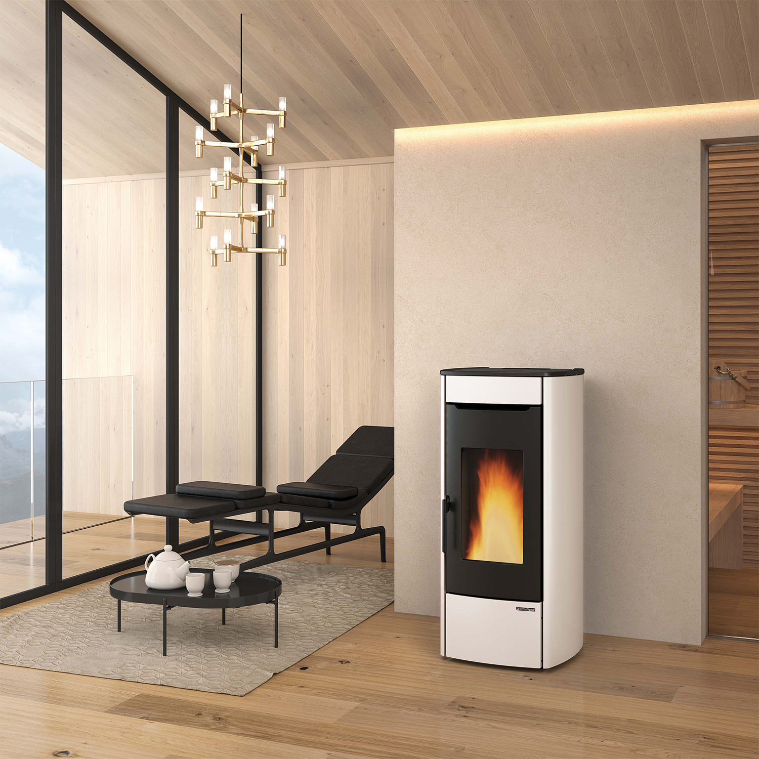 Extraflame Marina Idro H13 poêle à granulés bouilleur acier ivoire