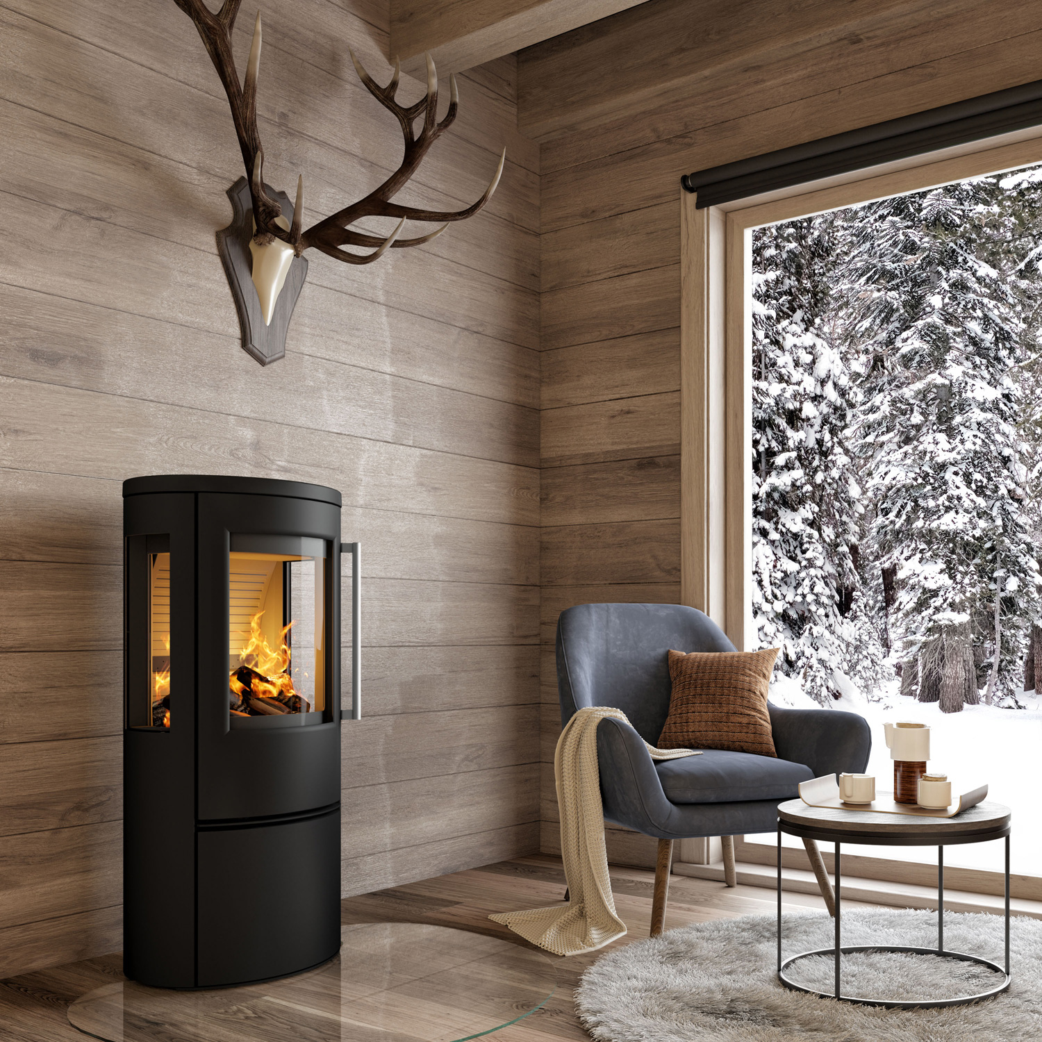 TermaTech TT23RG A-Flame Poêle à bois Acier Noir