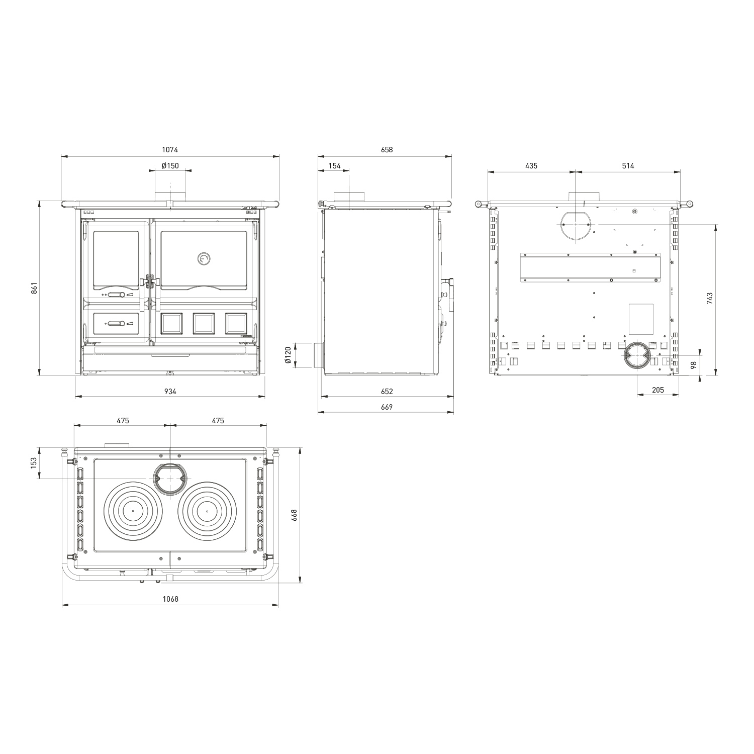 La Nordica Rosa XXL 5.0 Poêle de cuisine en acier Noir-Anthracite