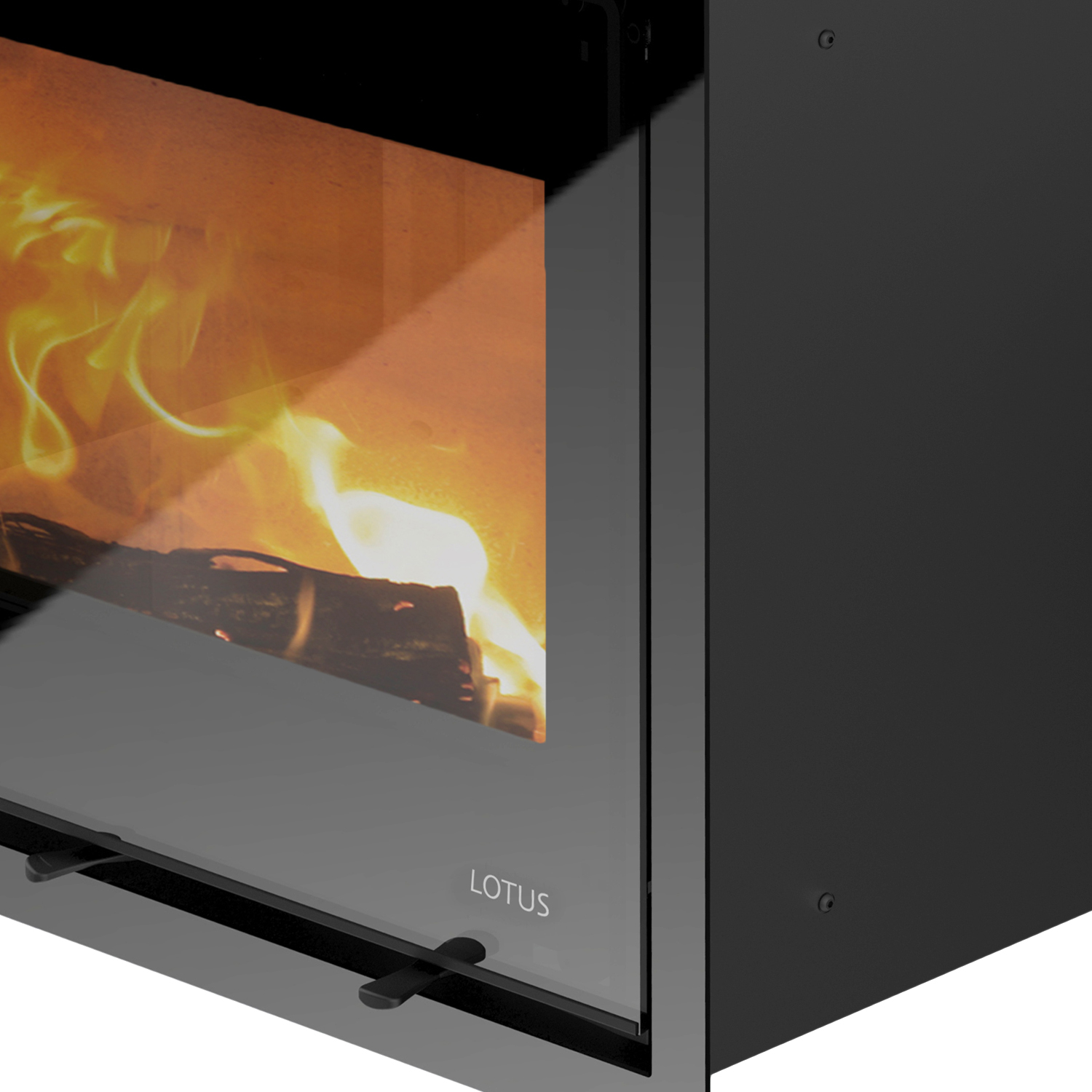 Lotus Unico 12 insert de cheminée à bois noir / charnières à gauche