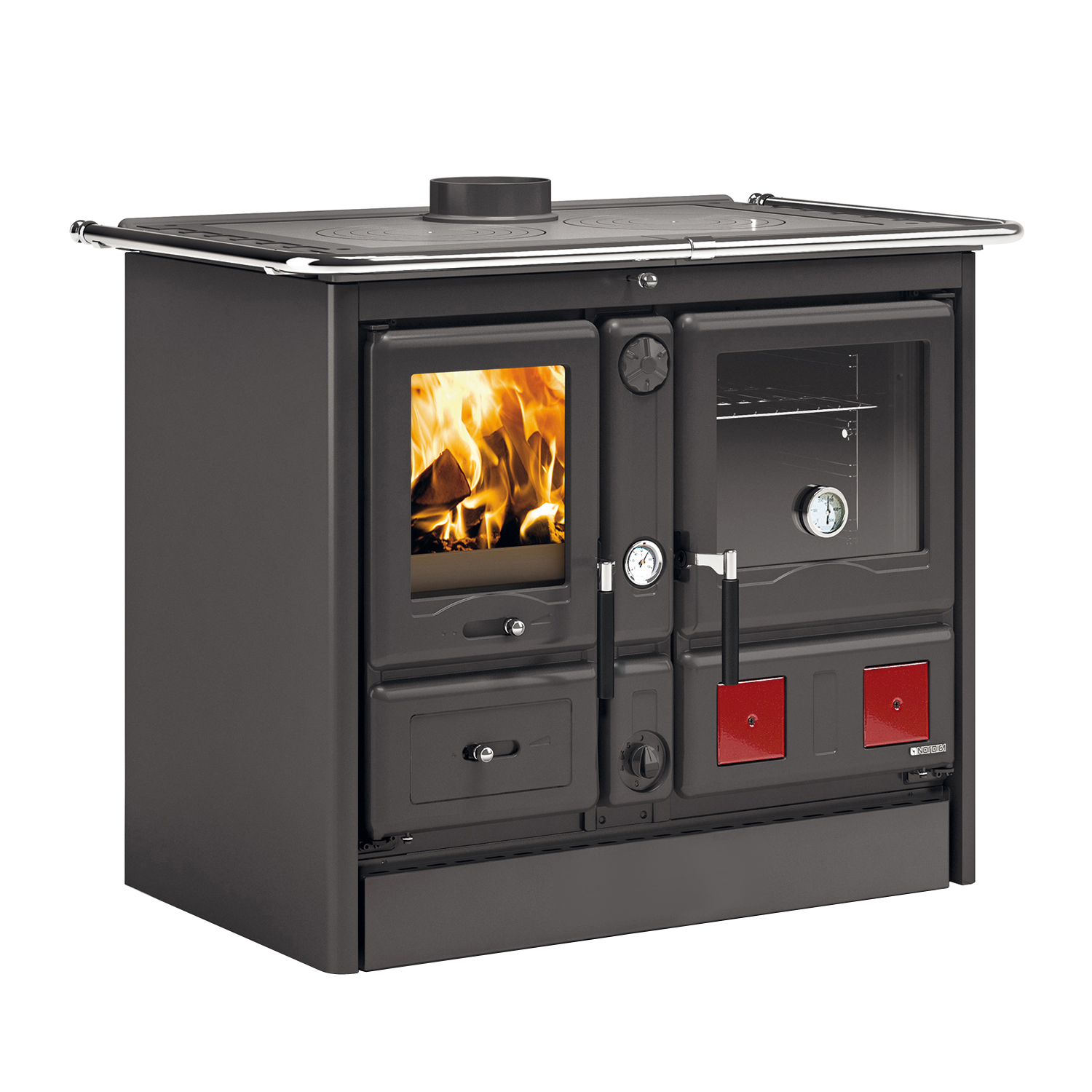 La Nordica Termorosa XXL DSA Cuisinière à bois avec système hydraulique Noir Ensemble complet avec réservoir tampon TPSM 825