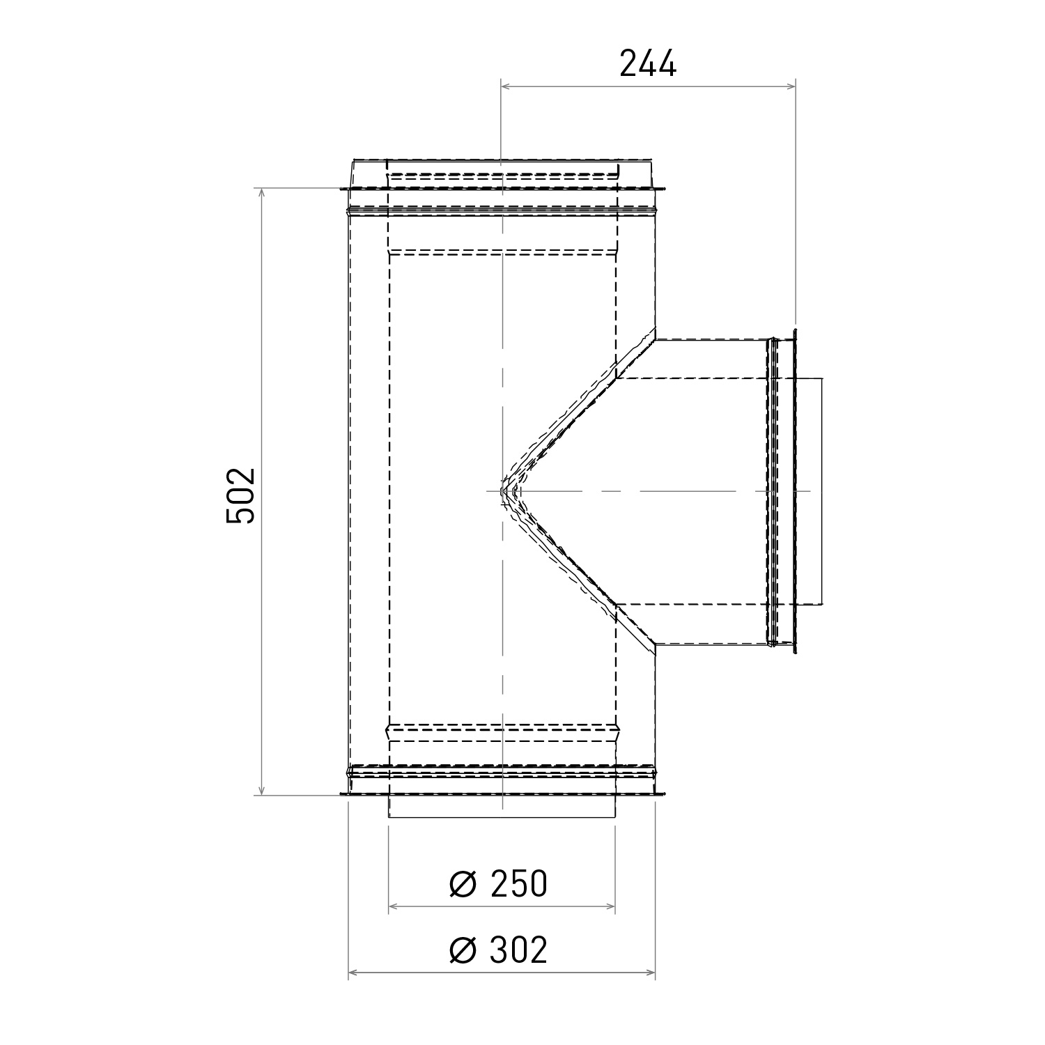 Opsinox conduit de cheminée en acier inoxydable 250mm T-pièce 90°
