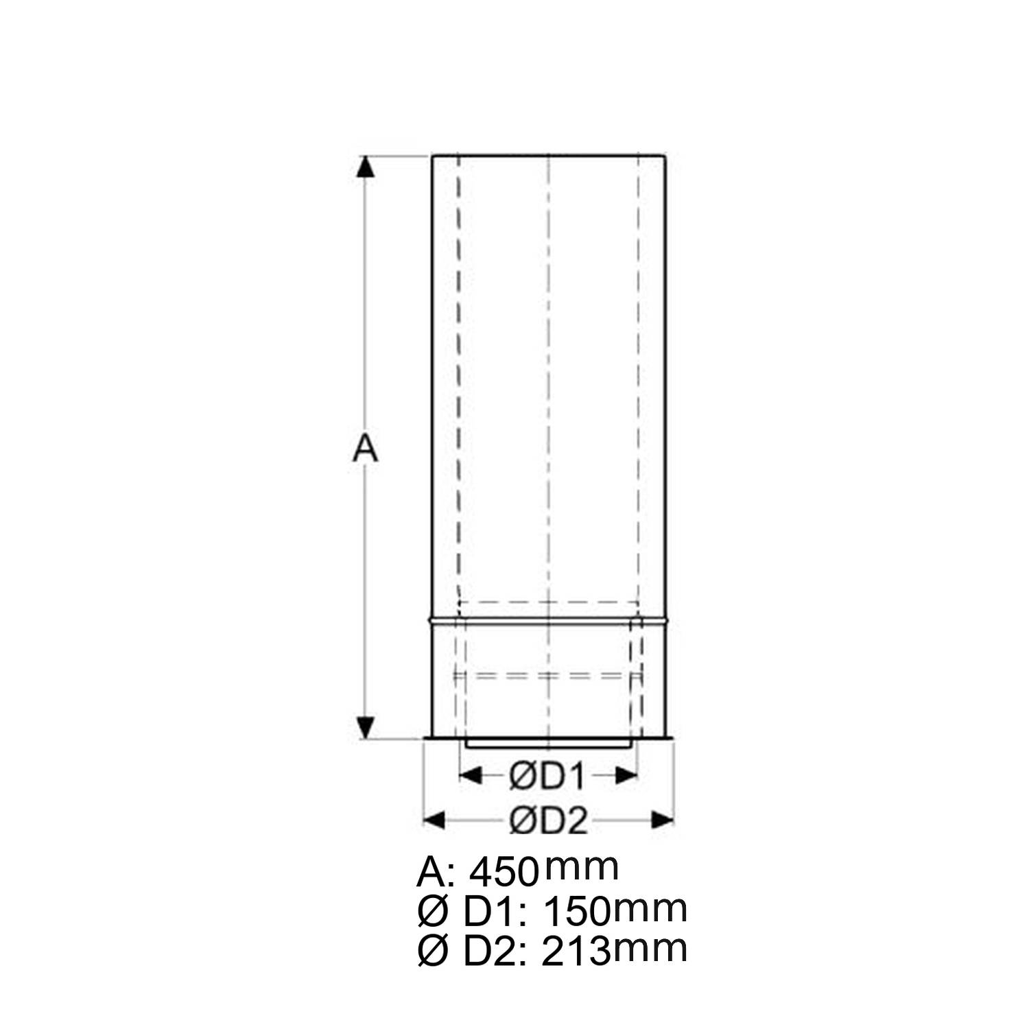 Schiedel double-embase Ø150 isolée, recoupable pour ICS Ø150 mm double paroi brillant
