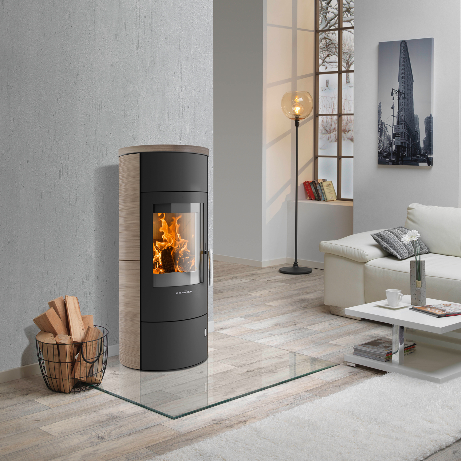 Oranier Polar W+ 2.0 Poêle à bois Acier Noir / Céramique Grappa