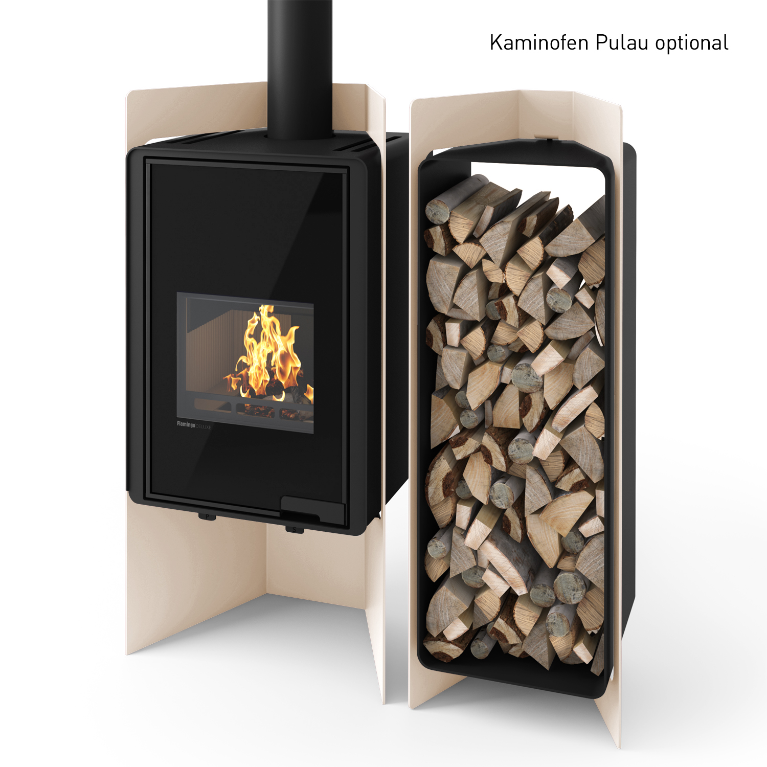 HS Flamingo Deluxe 4 Étagère en Bois Crème