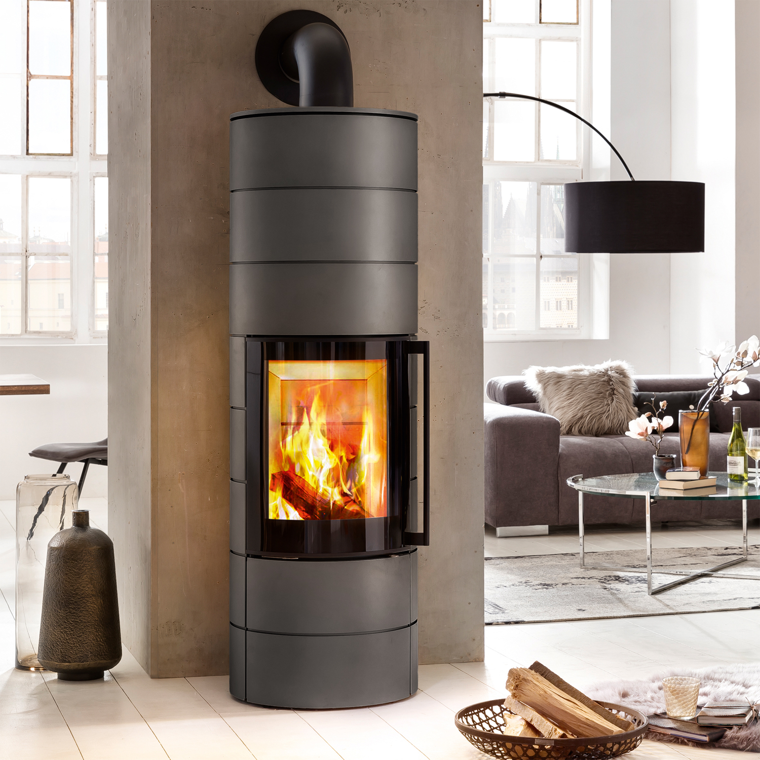 Spartherm ambiente a4 poêle à bois avec échangeur d'eau en acier titane
