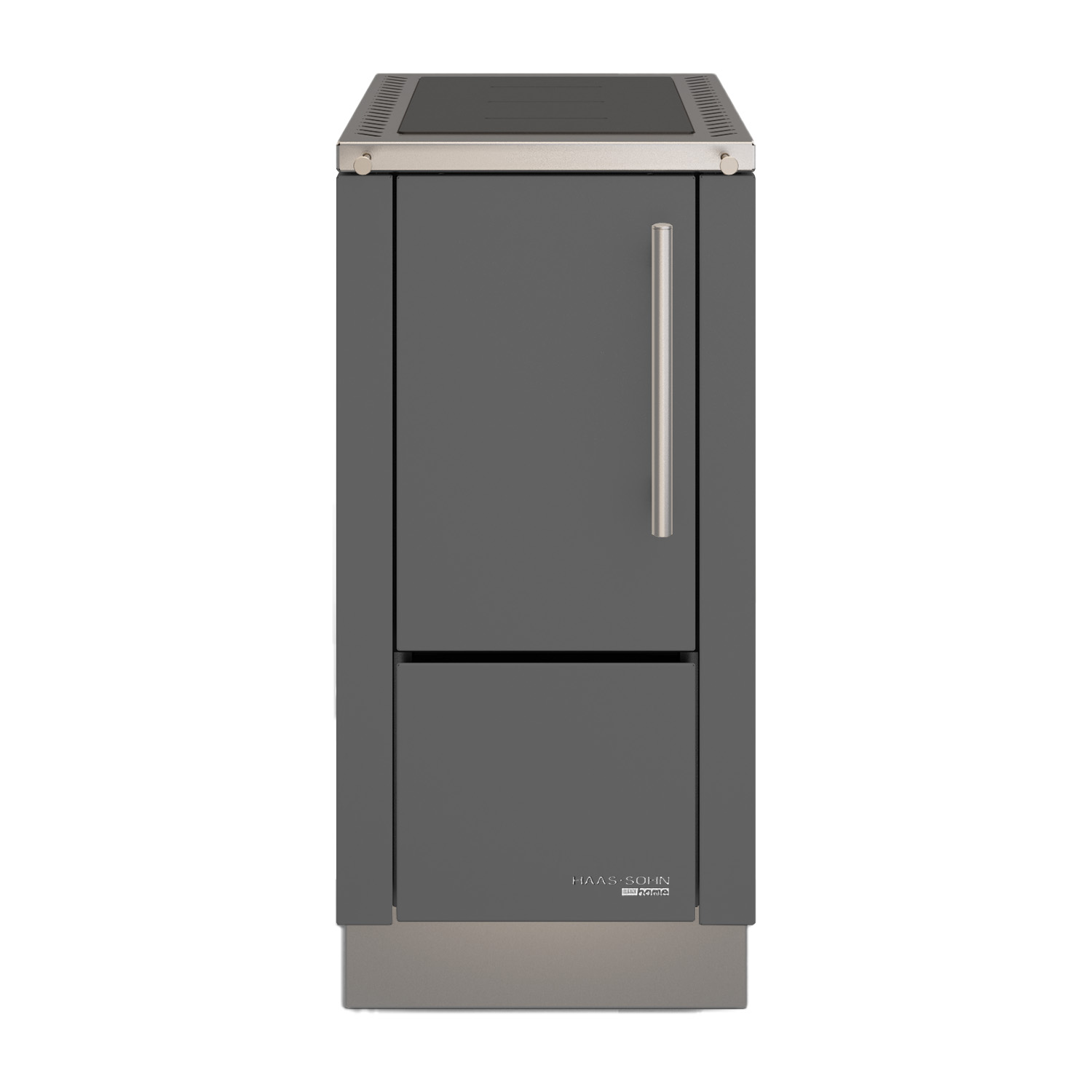 Haas+Sohn HS 40 sans vitre cuisinière à bois anthracite cadre de cuisinière acier inoxydable plaque de cuisson en acier