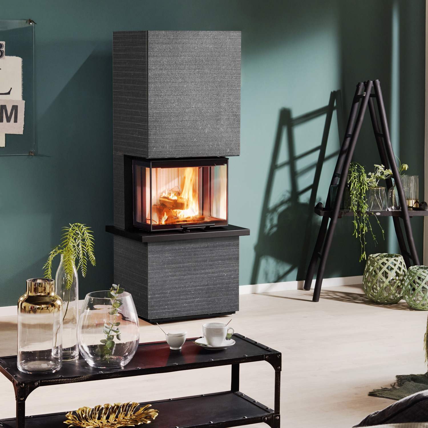 Olsberg Osorno S TopStone Poêle à bois Gabbro nero ferrara linea-retta