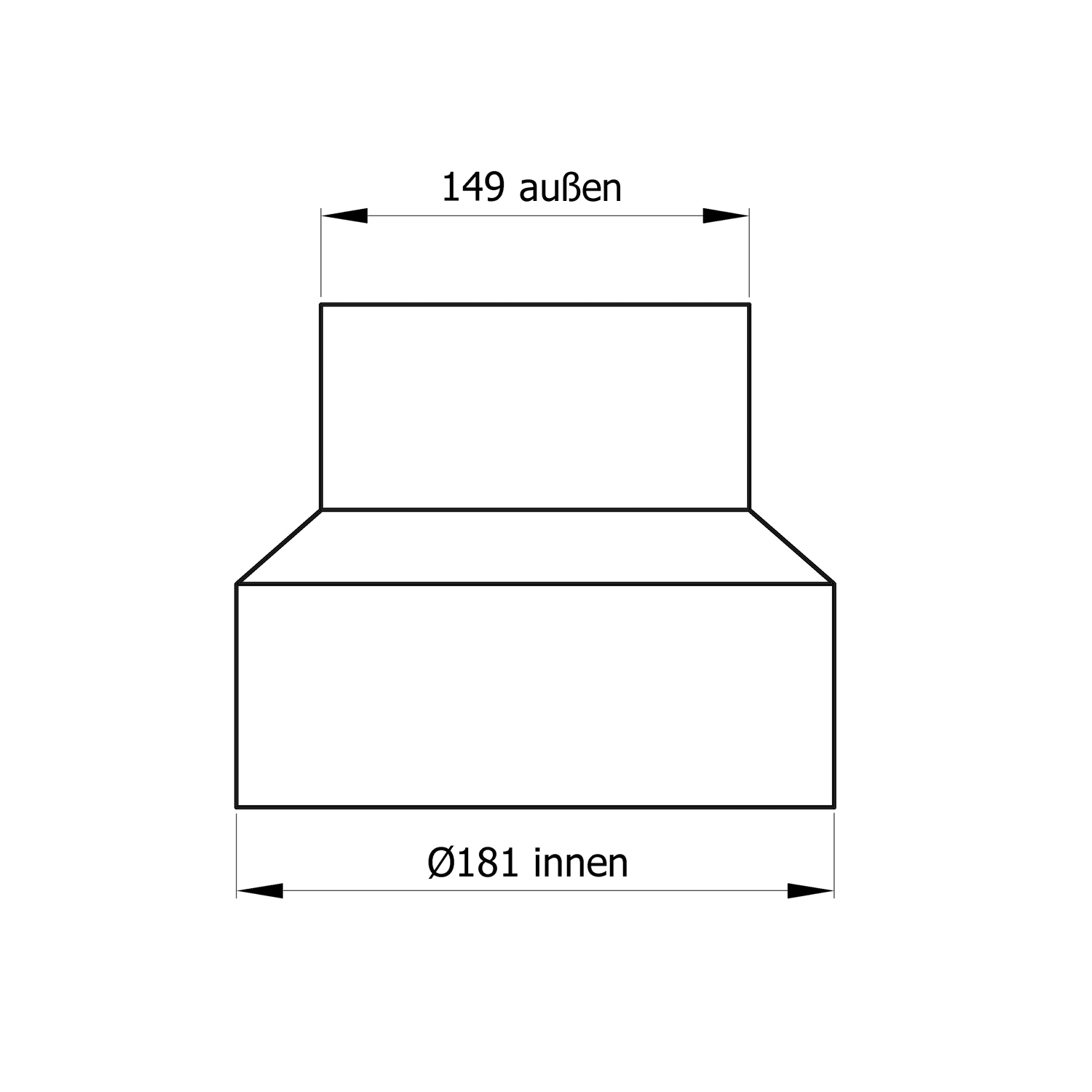 Raik Basic Réduction 180mm - 150mm noir pour tuyau de fumée / conduit de fumée