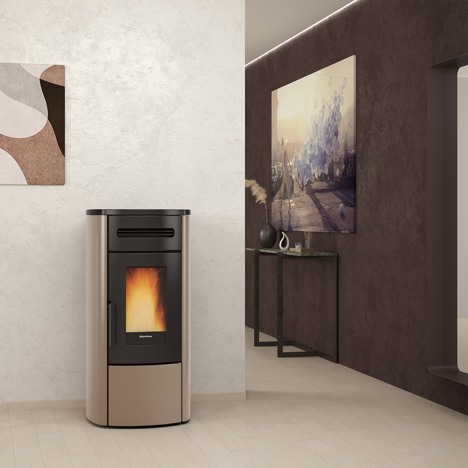 Extraflame Evolution Line Guenda Idro poêle à granulés bouilleur acier Tortora