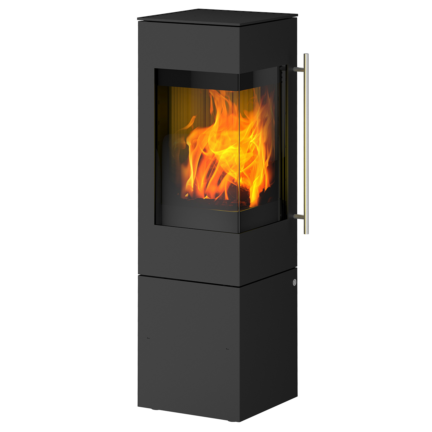 Olsberg Ipala Smart Compact poêle à bois en acier noir, charnière de porte à gauche, porte en acier avec module PowerBloc! inclus PowerBloc!