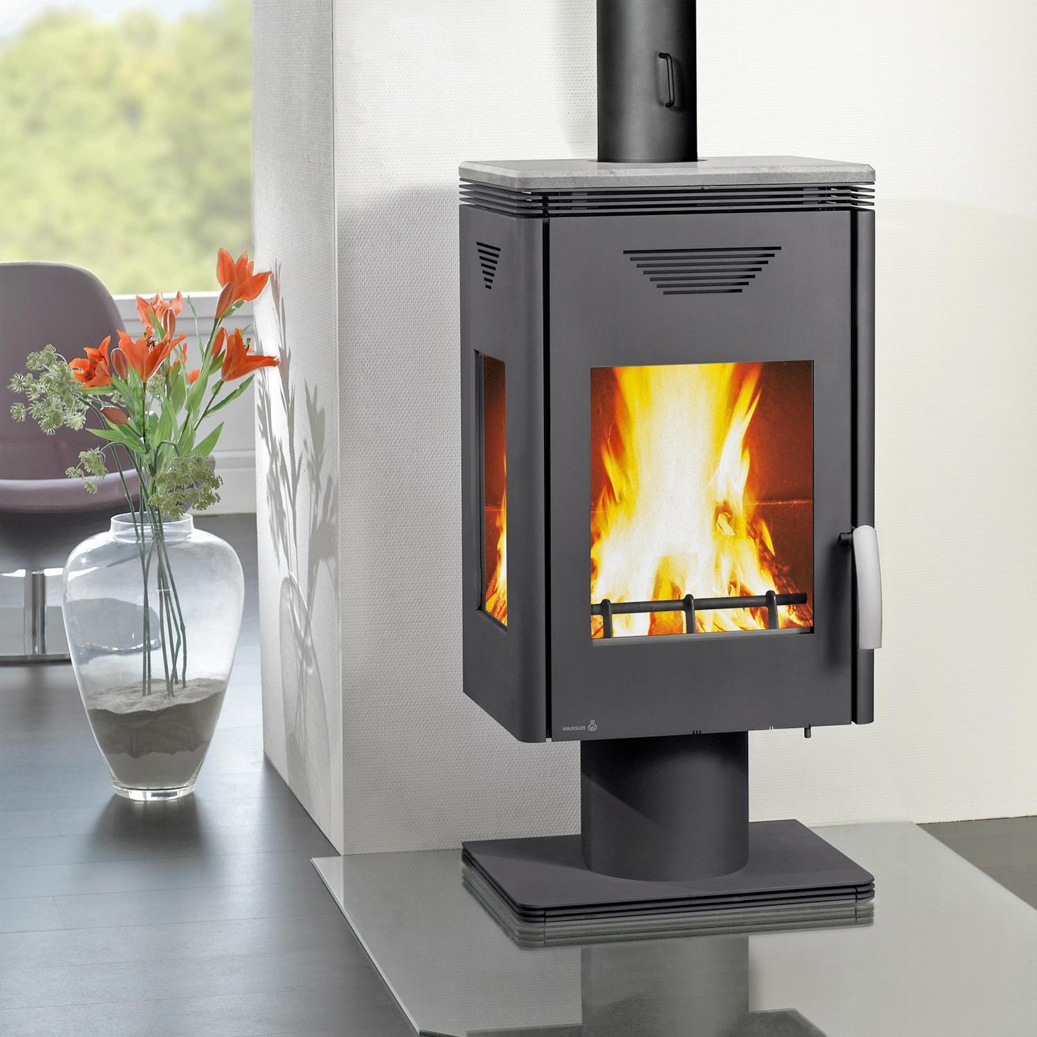 Poêle à bois Wamsler Trion en acier gris Poêle à bois Wamsler Trion en acier gris