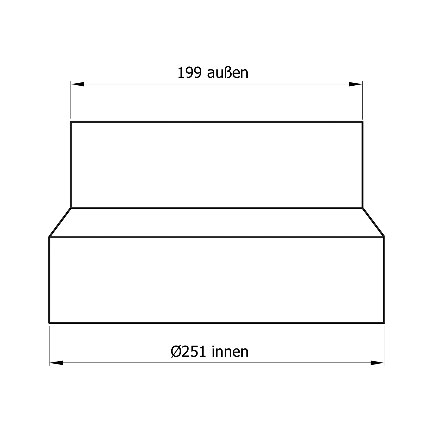 Raik Basic Réduction 250mm – 200mm noir pour tuyau de fumée / conduit de fumée