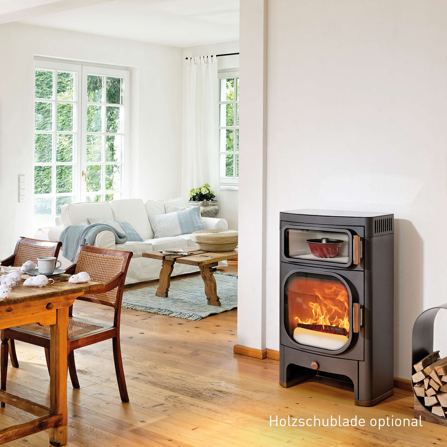 Austroflamm Heidi Back 2.0 Poêle à bois Acier Gris fonte Évacuation des fumées à l'arrière