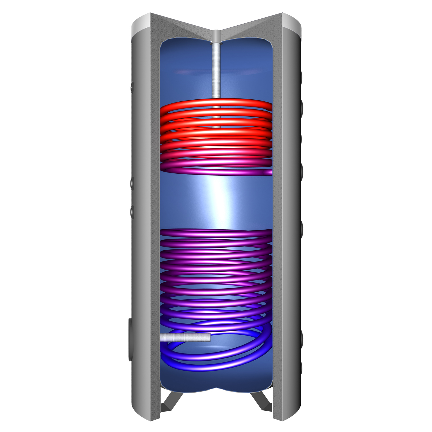 Réservoir d'eau chaude TSRS 750 (765 litres) avec 2 échangeurs de chaleur.