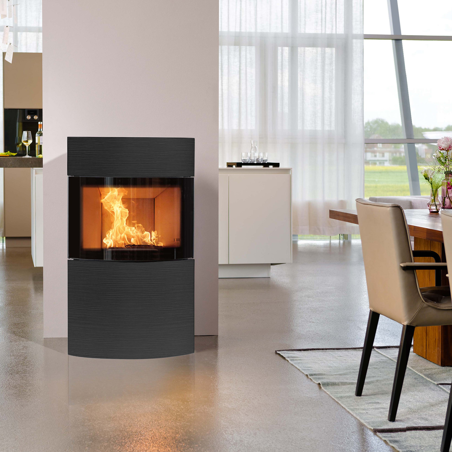 Austroflamm Fynn Xtra 2.0 Poêle à bois Acier Noir / Céramique Rainure Noir mat