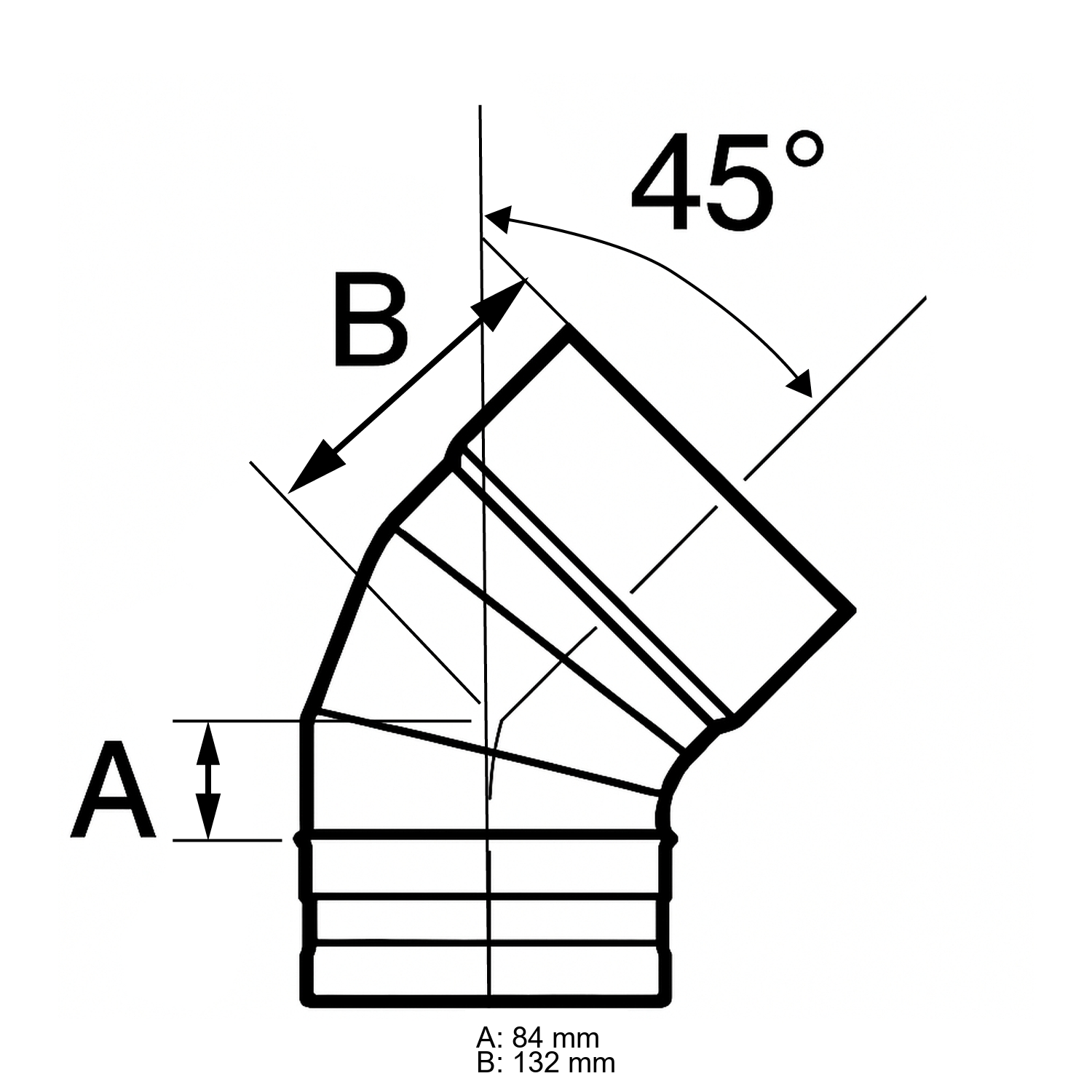 Schiedel PRIMA PLUS coude 45° Ø180 mm simple paroi mat