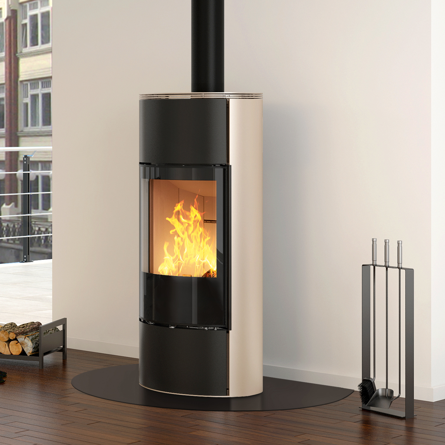 Spartherm Senso M H2O poêle à bois hydro Nero / Perle