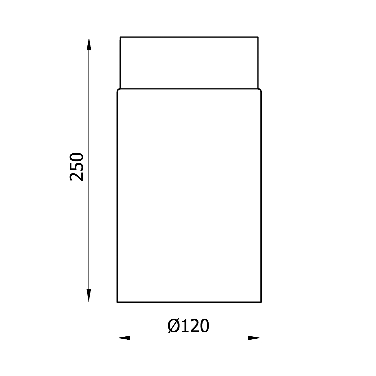 Raik Basic Élément de longueur 120mm gris fonte L: 250mm pour tuyau de fumée / conduit de fumée
