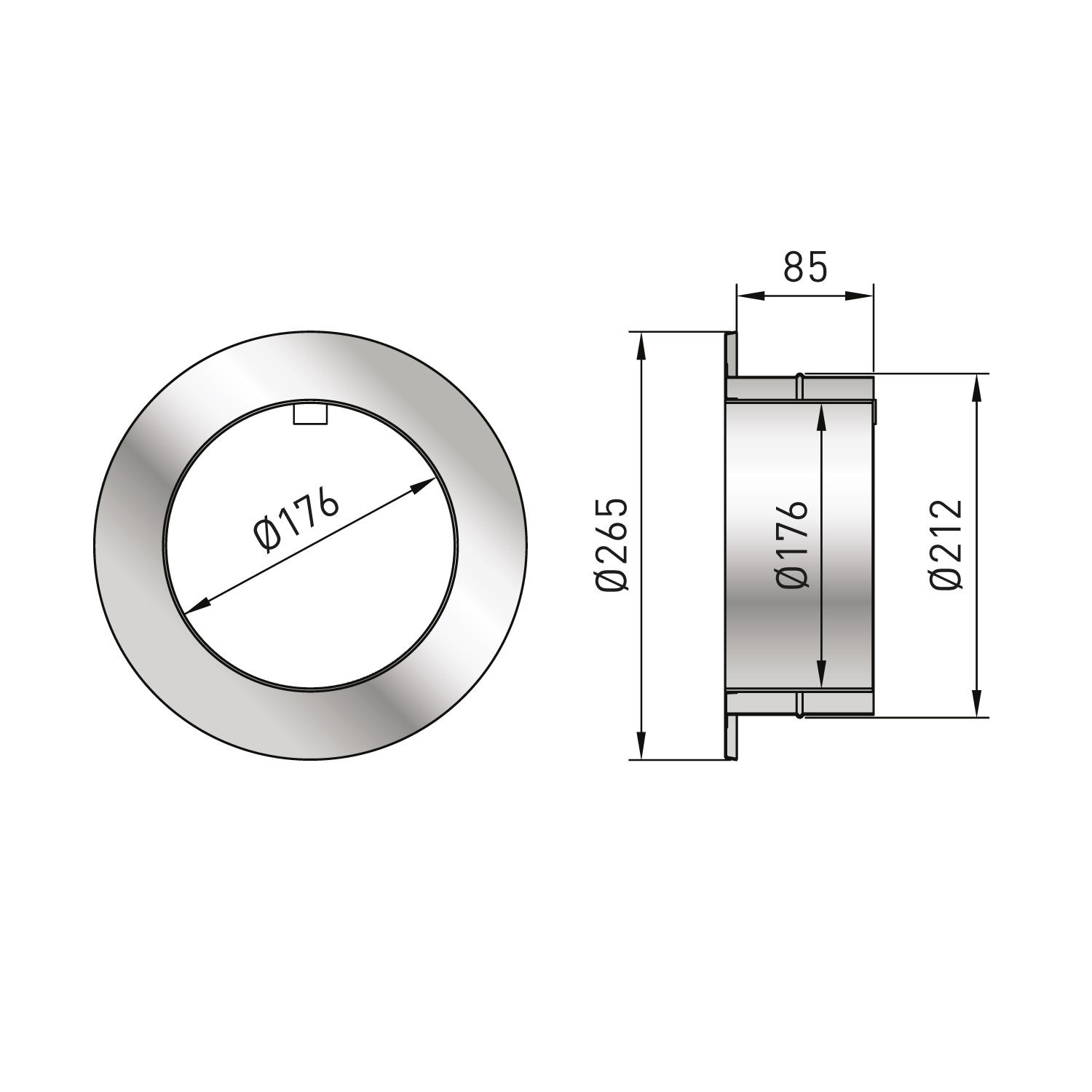 Raik Izoker Doublure murale double paroi 150mm noire double paroi avec rosette murale pour tuyau de fumée / conduit de fumée