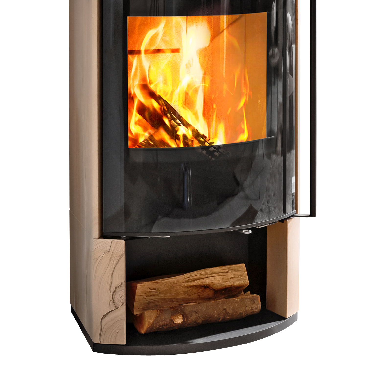 Spartherm Moro RLU Poêle à bois en pierre de sable Sahara + 1 m³ de bois de chauffage gratuit