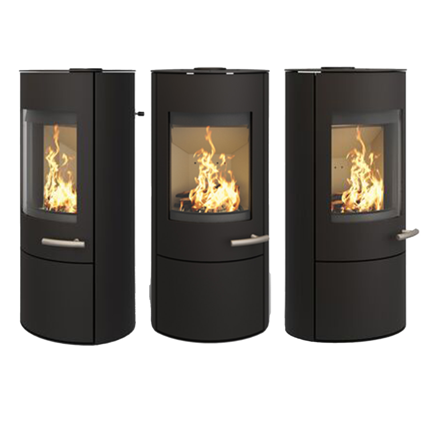 Haas+Sohn SOLIDO acier poêle à bois avec plaque de cuisson avec compartiment range-bûches et porte noir profond