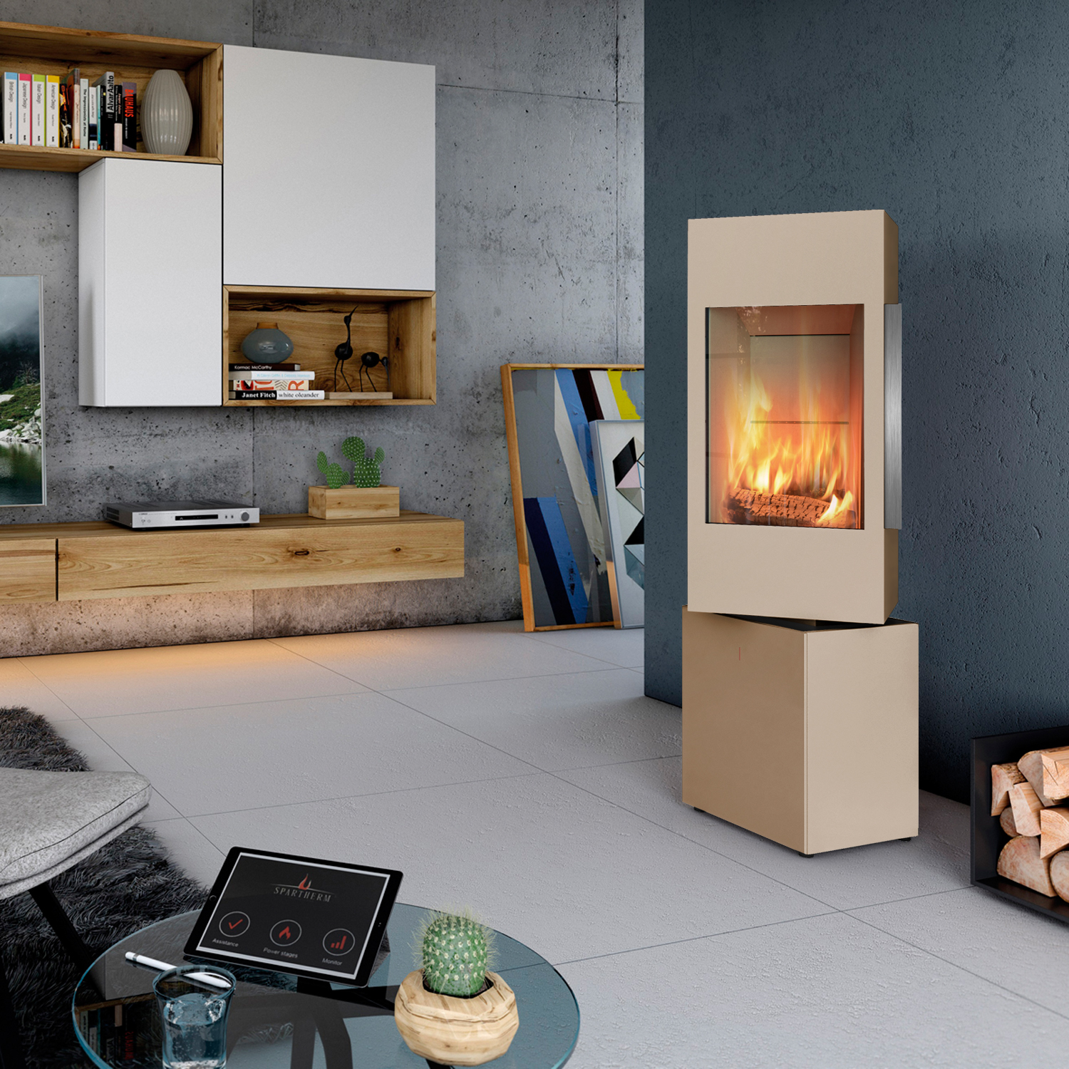Spartherm SEO S Poêle à bois Perle + 1 m³ de bois de chauffage gratuit